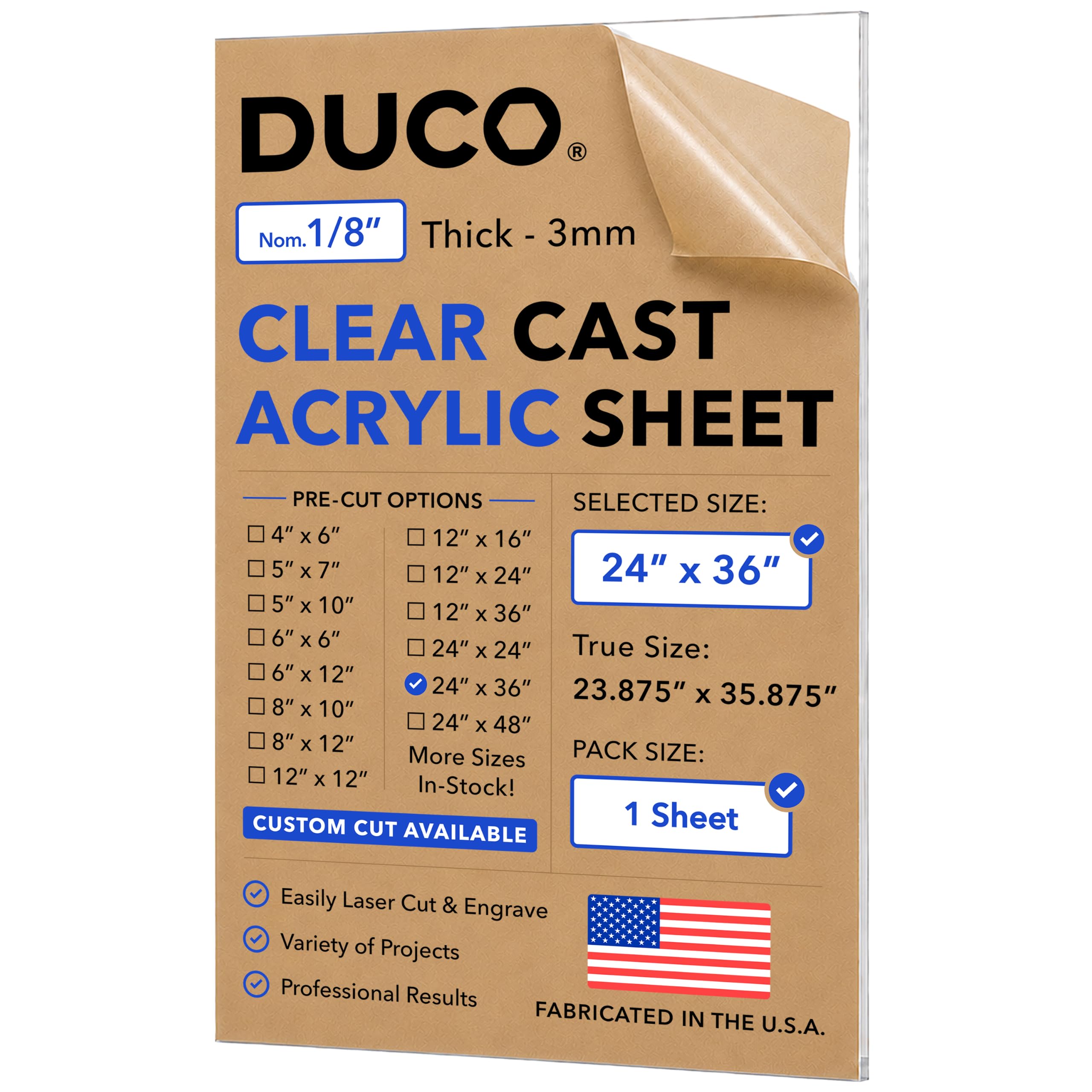 Clear Acrylic Sheet - 12"x12" Plexiglass -30