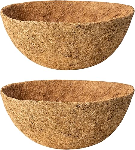 Karlliu Forro de fibra de coco natural de 18 pulgadas para macetas colgantes, revestimientos redondos de repuesto de coco para cesta de flores,