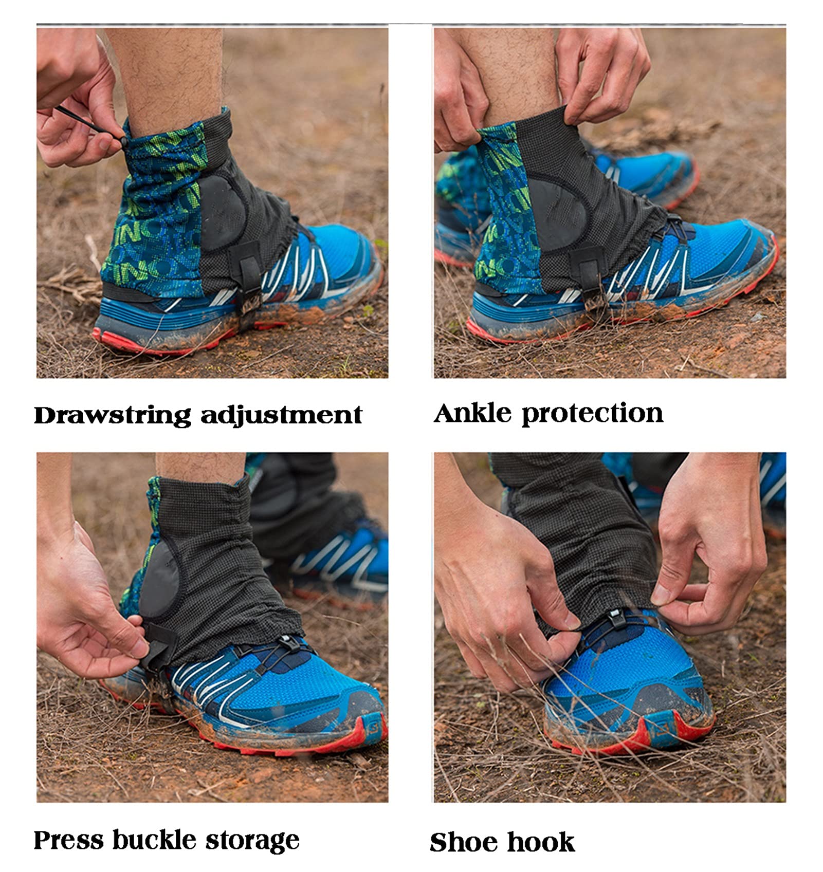 Guêtres De Jambe, Guêtres De Chaussures Légères Réglables, Bottes De Guêtres De Serpent Respirantes, Tissu en Polyester for l'escalade Et La Course À Pied en Montagne sur Neige(Vert)