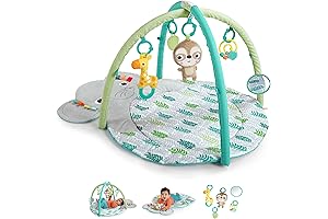 Bright Starts Elephant Hug & Cuddle Activity Gym & Playmat with Take-Along Toys