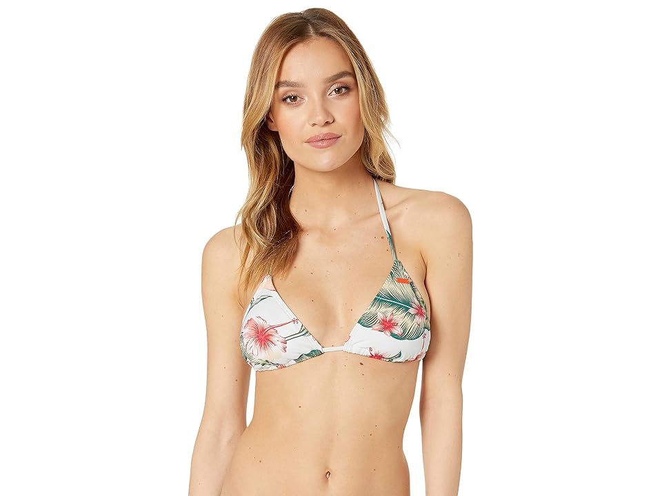 

Roxy Dreaming Day Moderate Tiki Tri Top (Bright White Tropical Love) Women's Swimwear, Multi