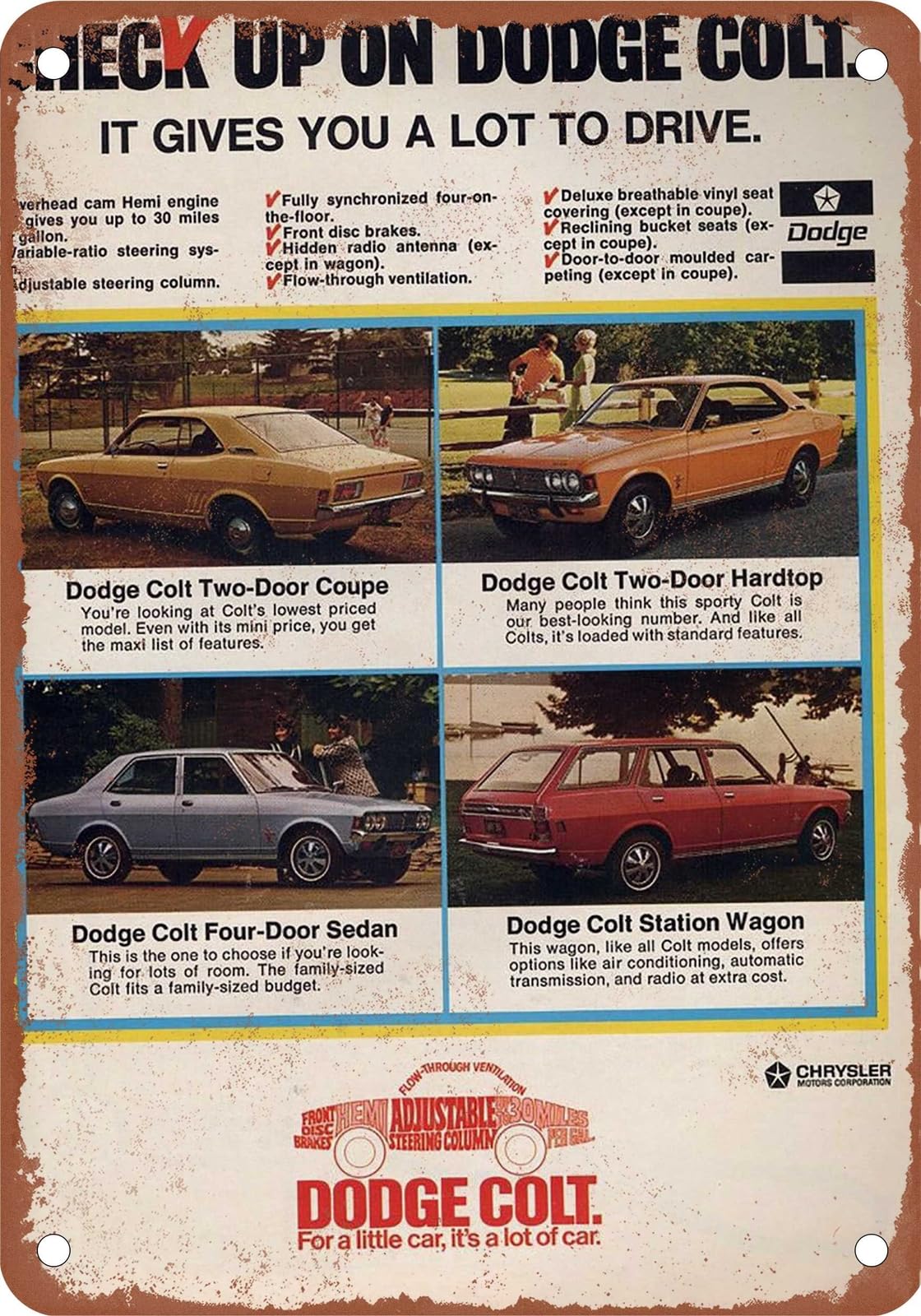 METAL SIGN - 1972 Dodge Vintage Ad 04 - Old Retro Rusty Look home decor