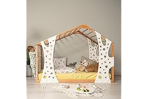 BUSYWOOD Montessori Bed for Toddlers: Floor Bed, Twin, Monkey Gym