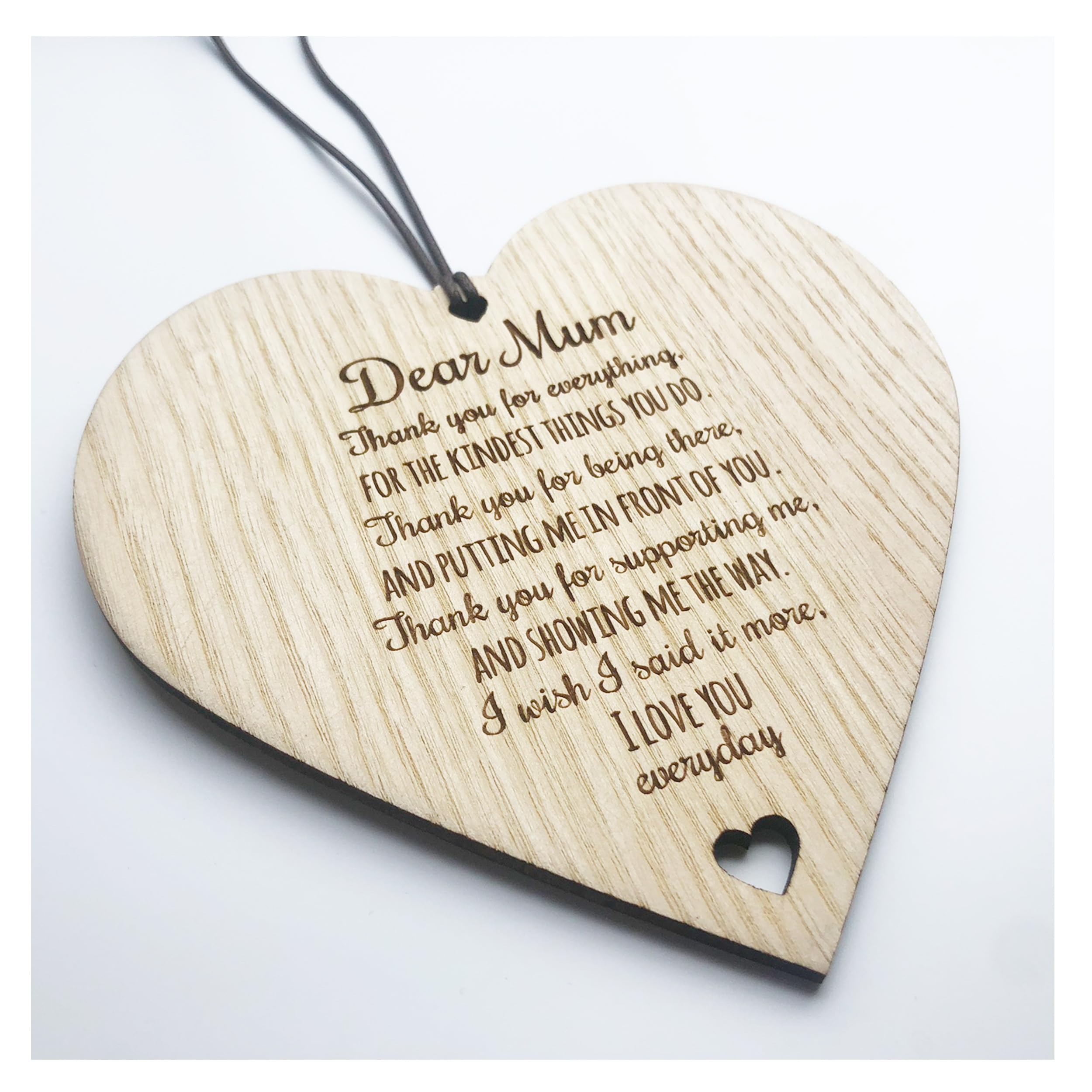 Dear Mum I Love You - Thank You For Everything Mother - Heart Shaped Wooden Plaque Sign For Your Amazing Mother