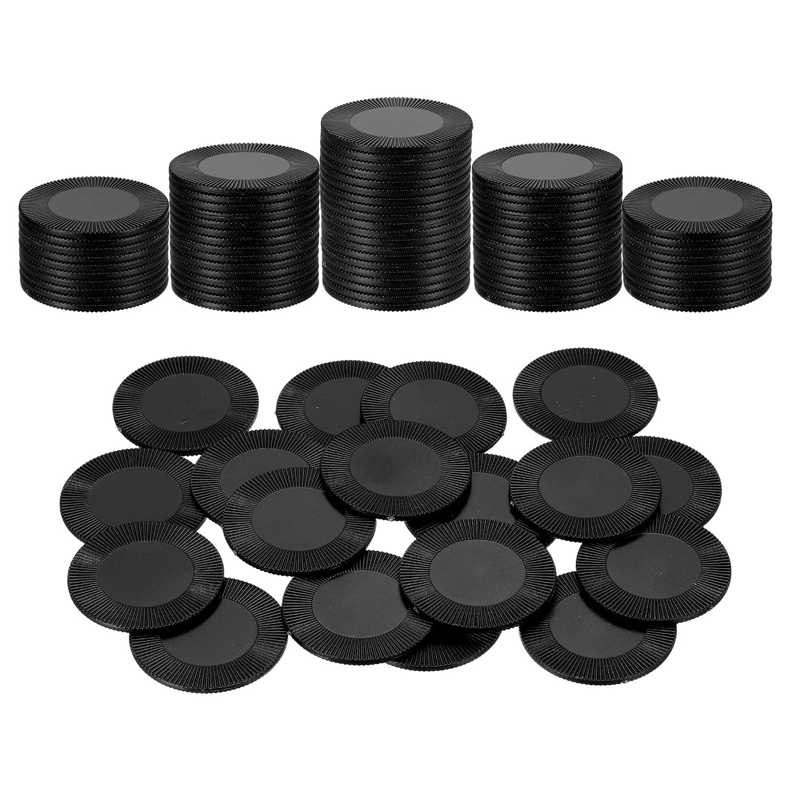 sourcing map 100Pcs Plastic Poker Chips, 1.5 Inch Mini Bingo Chips Learning Counters Counting Counters Disks Markers Opaque Game Tokens for Game Play Math Counting, Black, Pattern