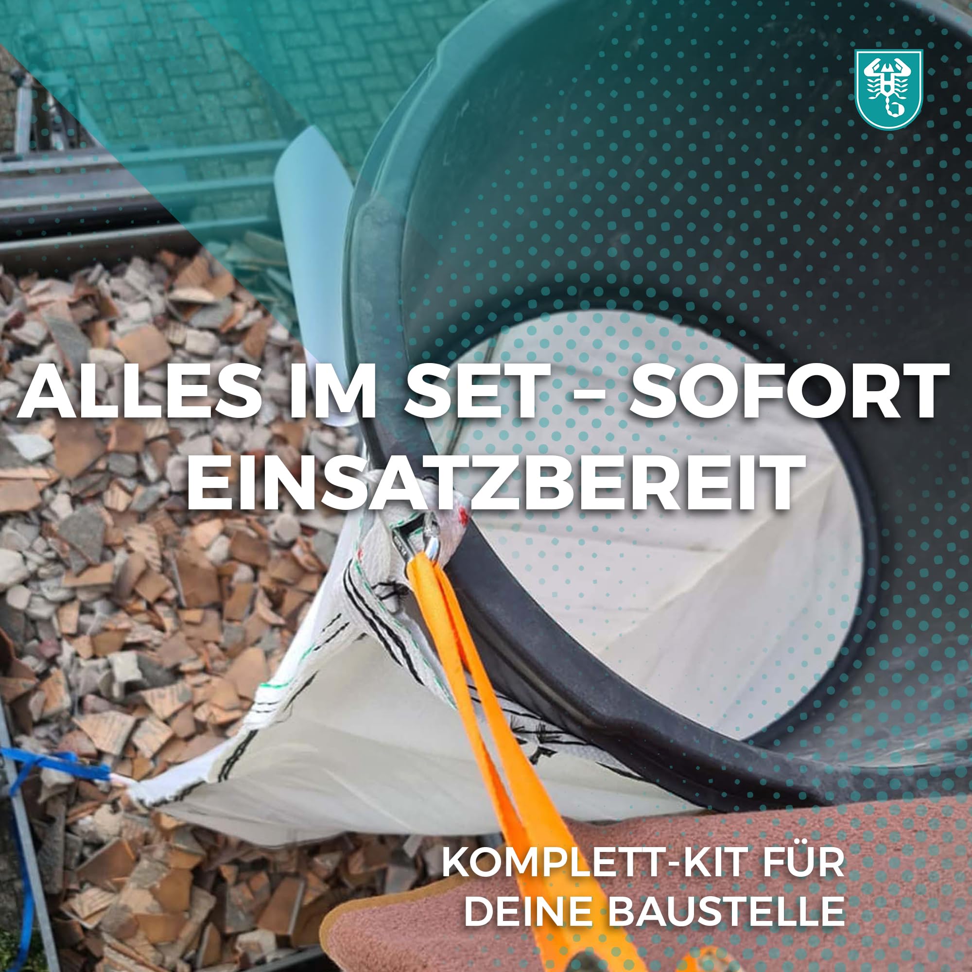 Scorprotect® Schuttrutsche Bauschuttrutsche 3 m flexibel mit Einfülltrichter und Zubehör