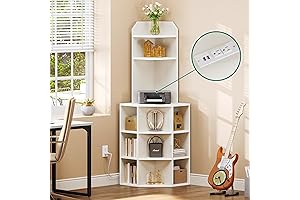 YITAHOME Corner Shelf with USB Ports and Outlets: Space-Saving Storage Solution