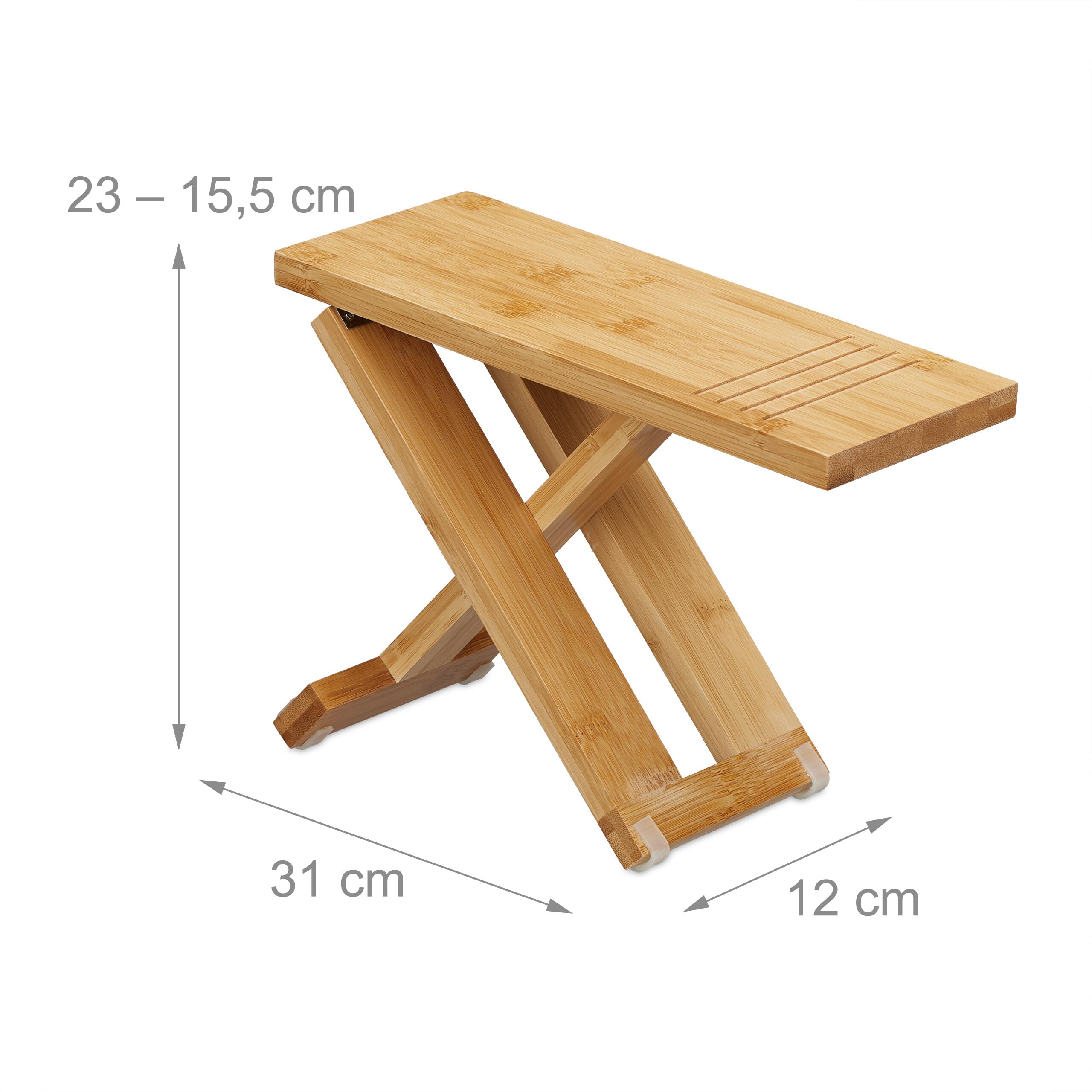 Relaxdays Repose-Pied de Toilette, Lot de 2, Pliable, Tabouret WC, pour Adultes, en Bambou, 23 x 12 x 31 cm, Nature