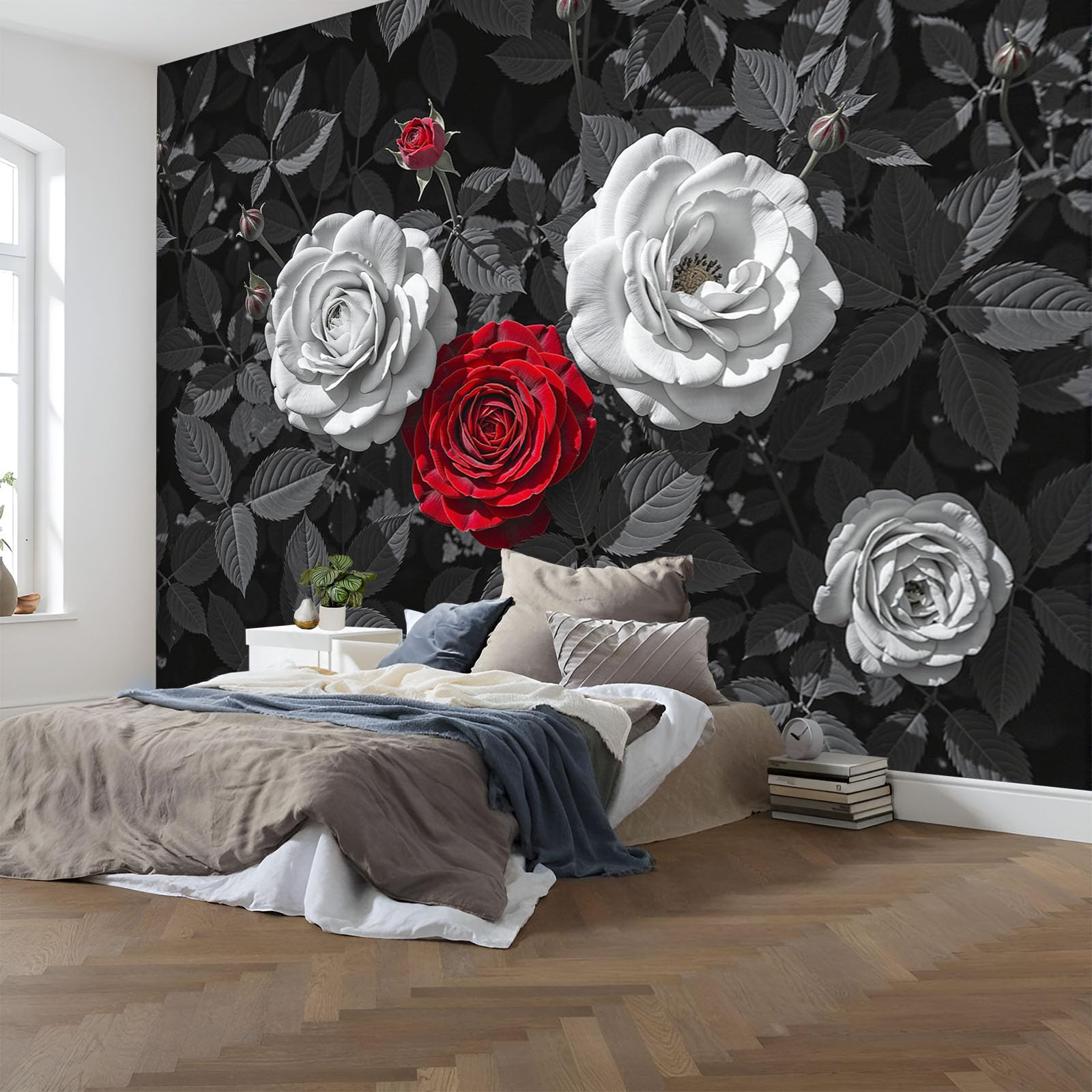 Papier peint mural intissé pour masquer les imperfections de mur de salon