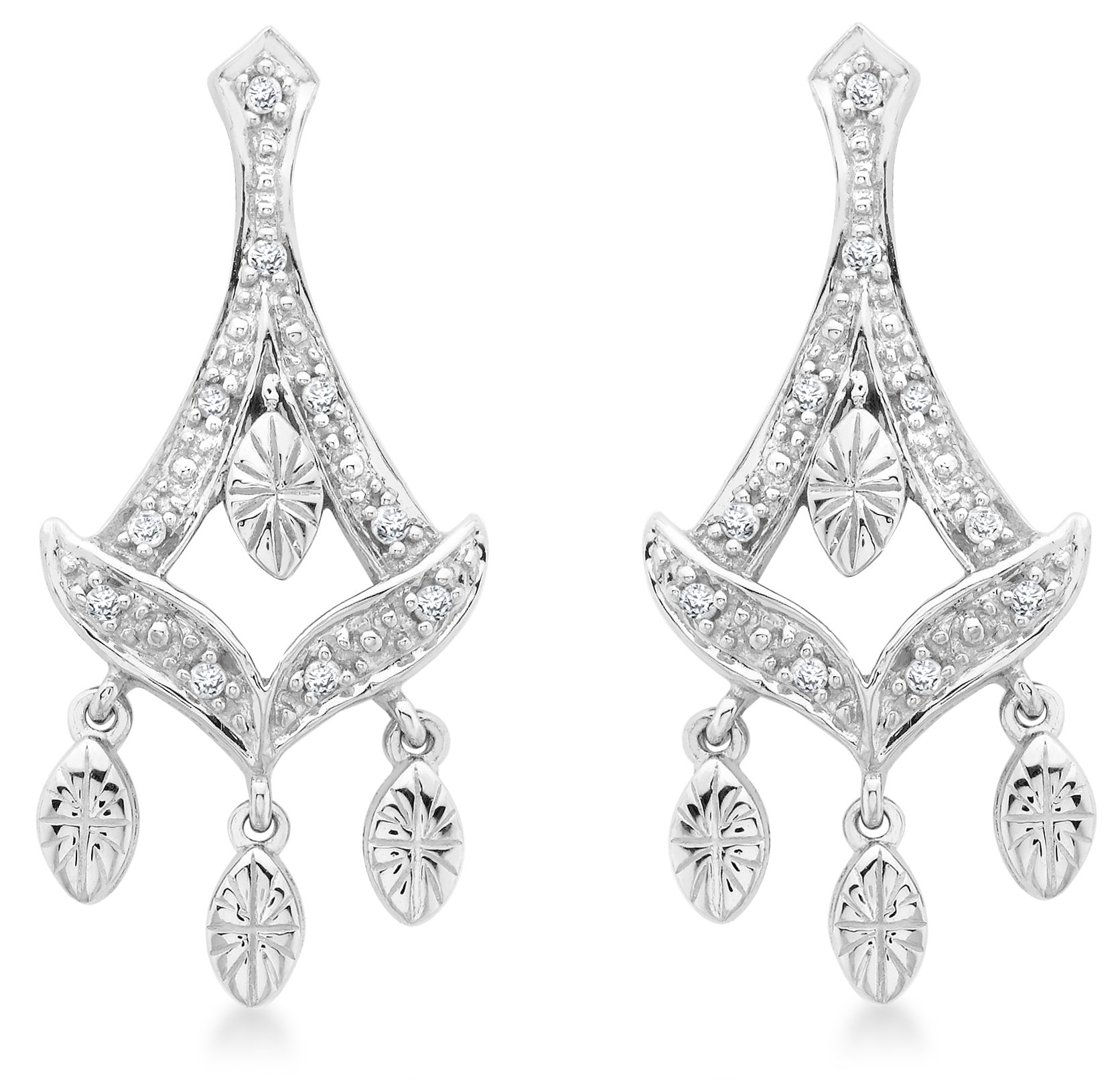 CARISSIMA Gold Pendientes de mujer con oro blanco de 9 quilates (375/1000), diamante