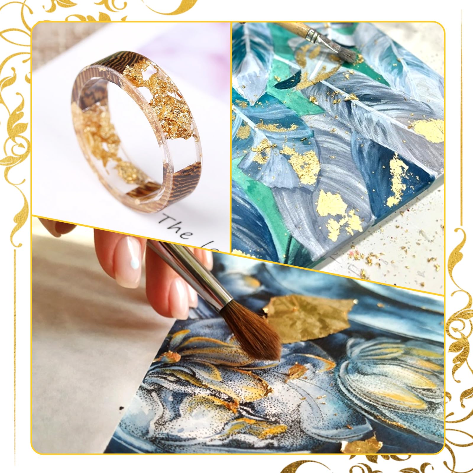 UKOFEW Fogli di Foglia Oro,100 Pezzi Foglia D'oro Imitazione