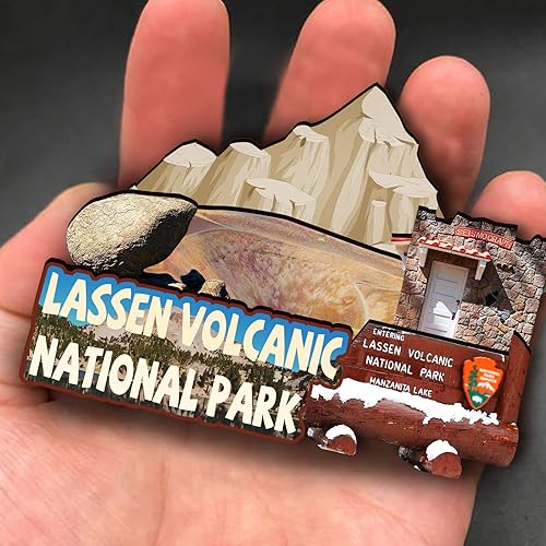 Miniatura 4 de Imán de madera del Parque Nacional Volcánico de USA Lassen, imanes 3D para nevera, recuerdos coleccionables de viaje, decoraciones hechas a mano, 2