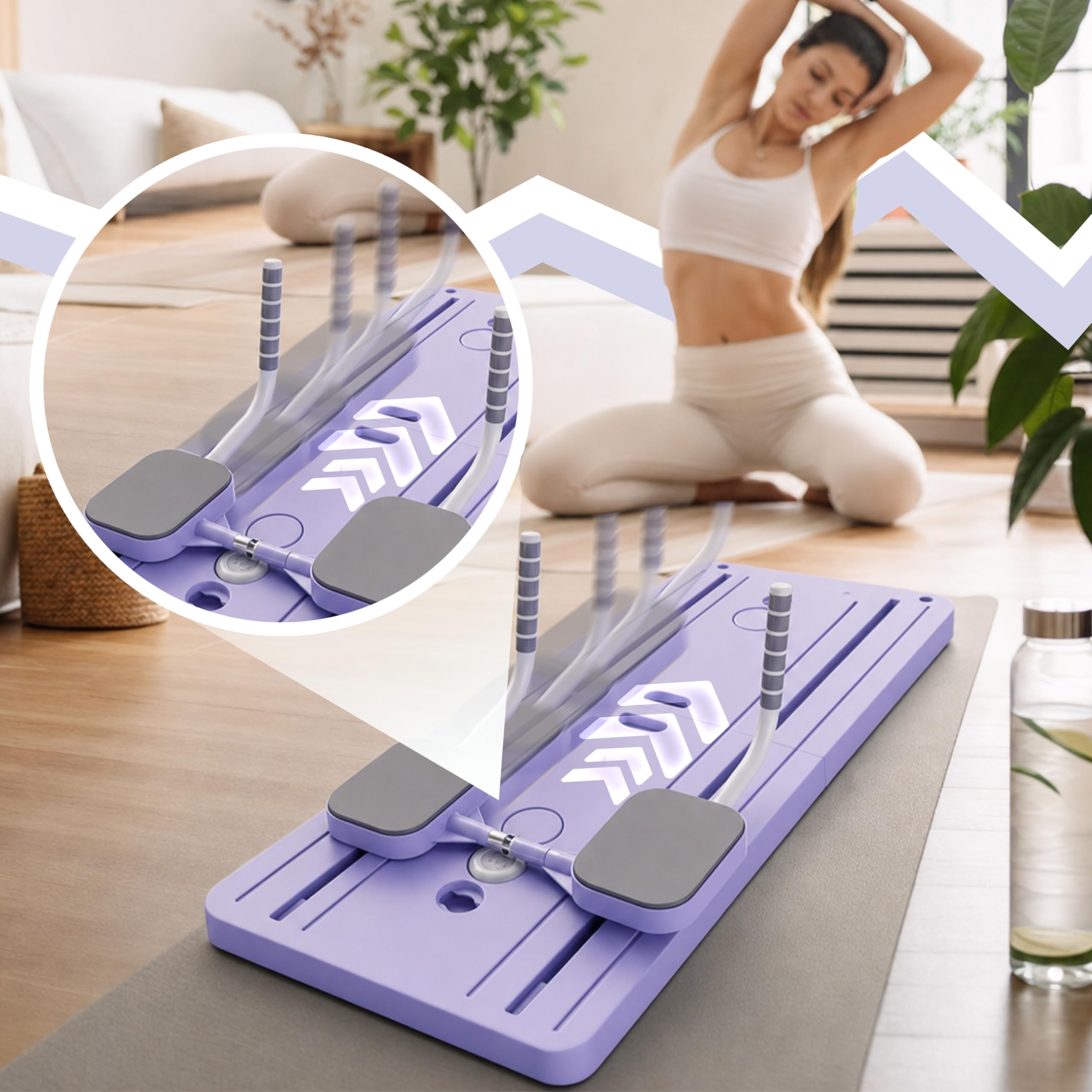 Retoo Pilates Board Für Zuhause Klappbar 8-in-1 – Multifunktionaler Pilates Reformer Mit Widerstandsbändern, Bauchtrainer, Push-Up Griffen & Kniepolstern Für Ganzkörper Core Training, Heimsport
