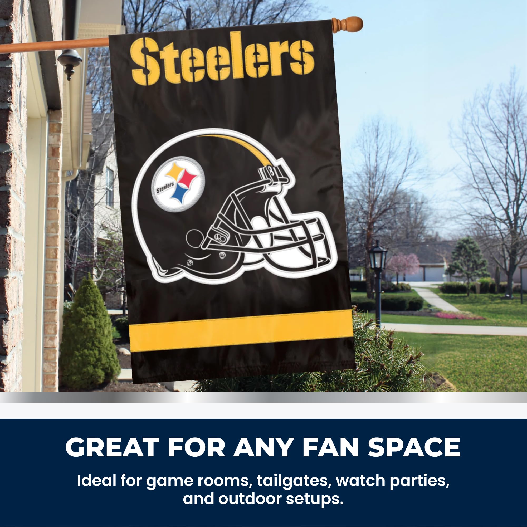 Party Animal Pittsburgh Steelers NFL de Bannière Drapeau, Noir