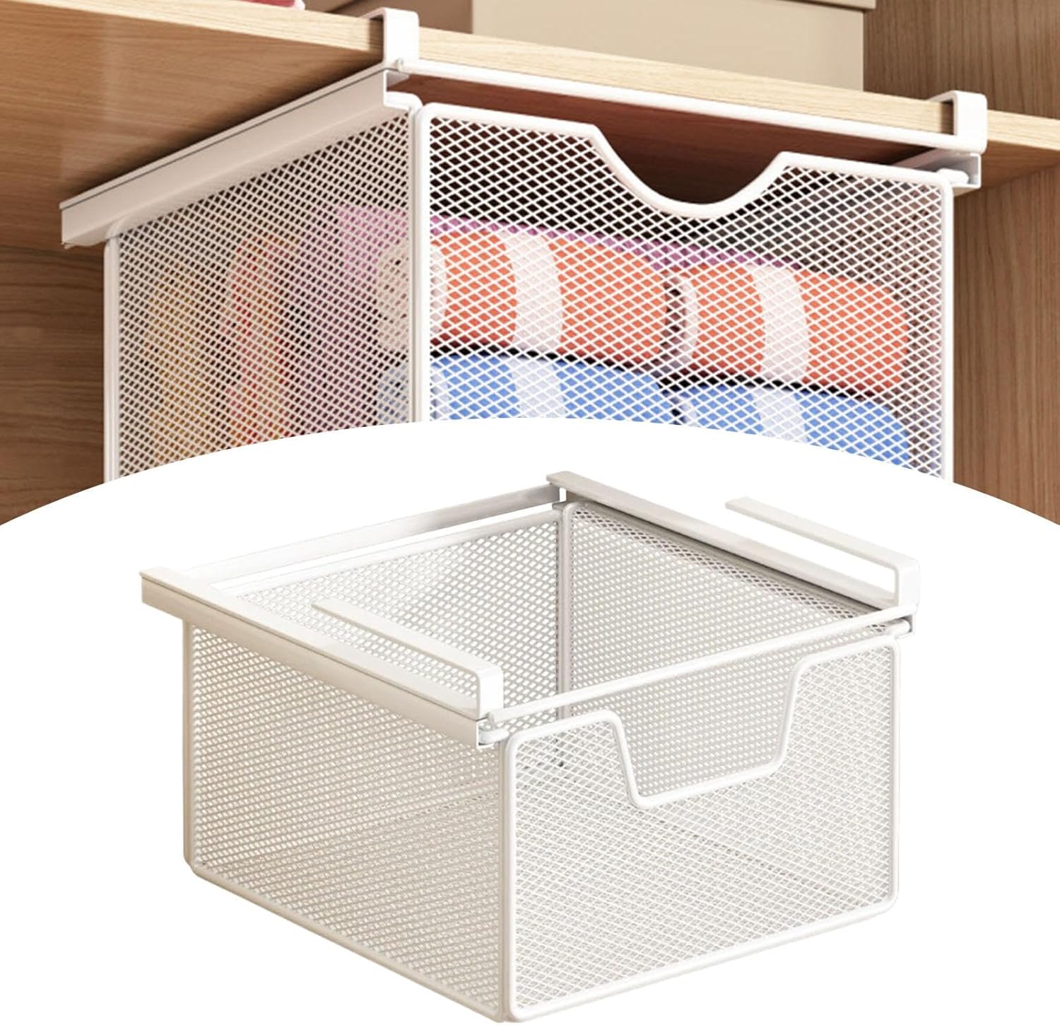 Under Shelf Storage Basket, Pull Out Tabletop Shelf, Under Desk Organizer, Home Drawer, S Widen and Deepen