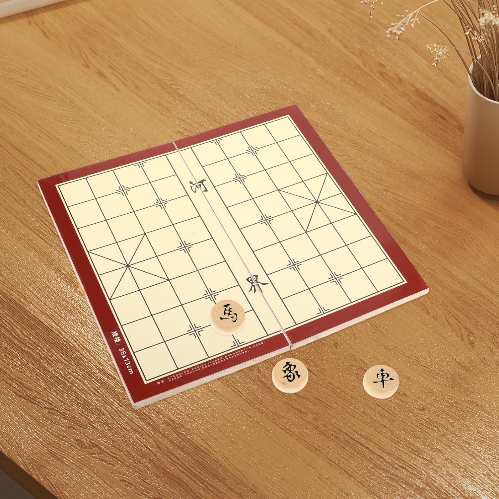 Toyvian Scacchiera Cinese Pieghevole in Legno con Custodia Integrata, Gioco da Tavolo da Viaggio per Esterni, Salva Spazio e Previene la Perdita dei Pezzi