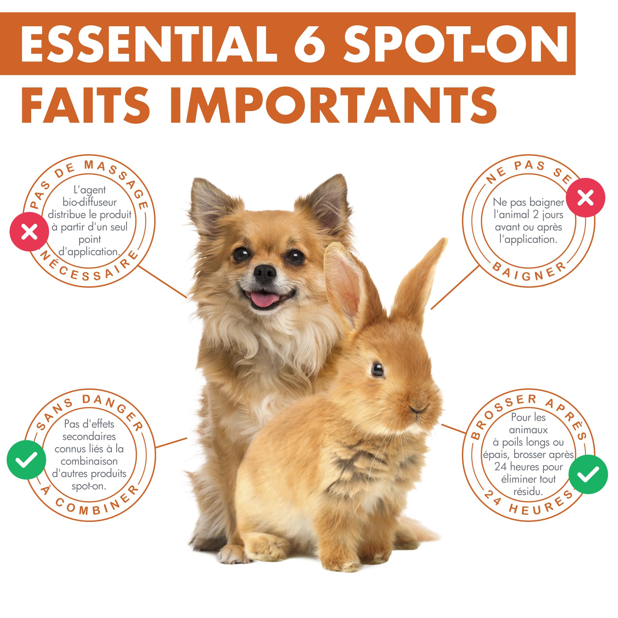 Essential 6 Spot-on pour Chien et Petits Mammifères 0–10 kg | Soin Cutané Multifonctionnel Naturel | 4 Pipettes x 0,6 ML | Dermoscent
