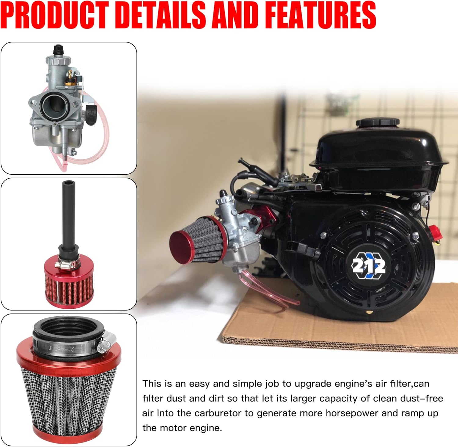 Buy GREHUA VM22 Carburetor Intake Manifold Air Filter Exhaust Pipe