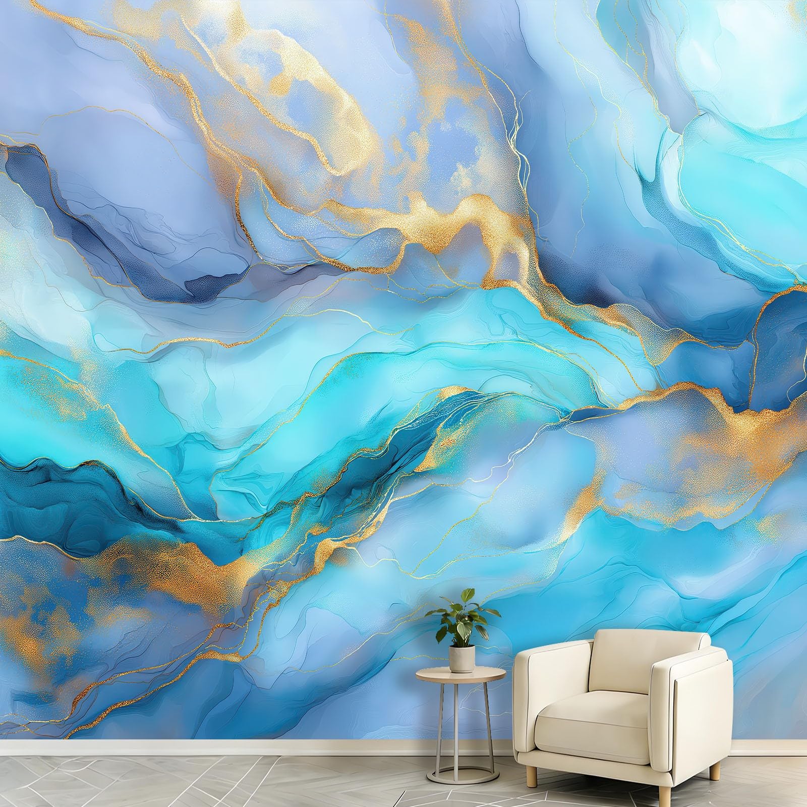 Fresque murale tapisserie marbre sable doré 350x256cm pour transformer l'atmosphère de votre intérieur