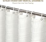 Siiluminisoy White Shower Curtain Fabric, White Textured Shower Curtain Farmhouse Cotton Blend Striped Shower Curtains for Bathroom Shabby Chic Rustic Decor 72" x 72"