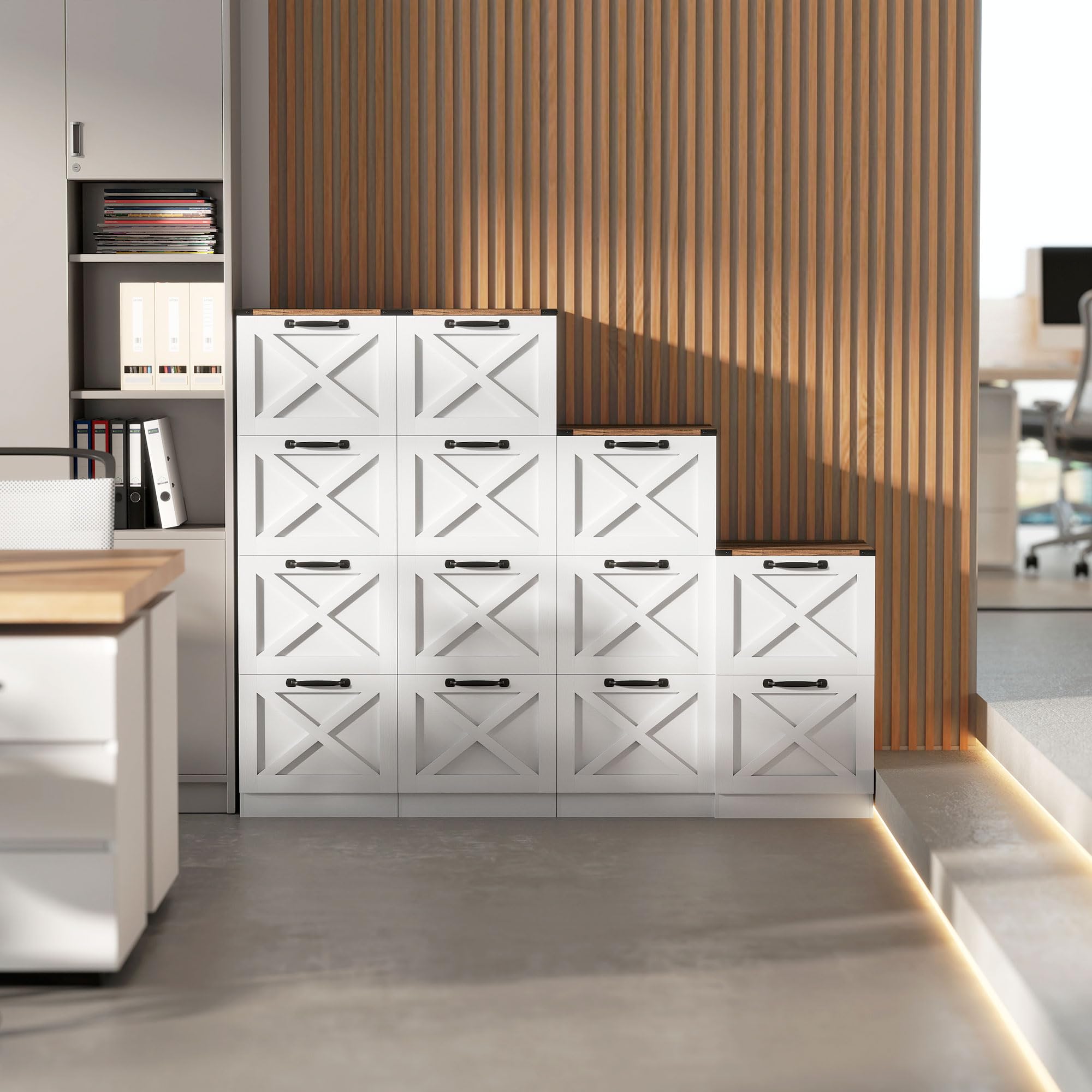HOMCOM Commode de Bureau avec 2 tiroirs, Commode de Bureau, classeur, Porte-imprimante, avec Rail de Suspension pour A4 et Letter, 40x40x71 cm, Blanc