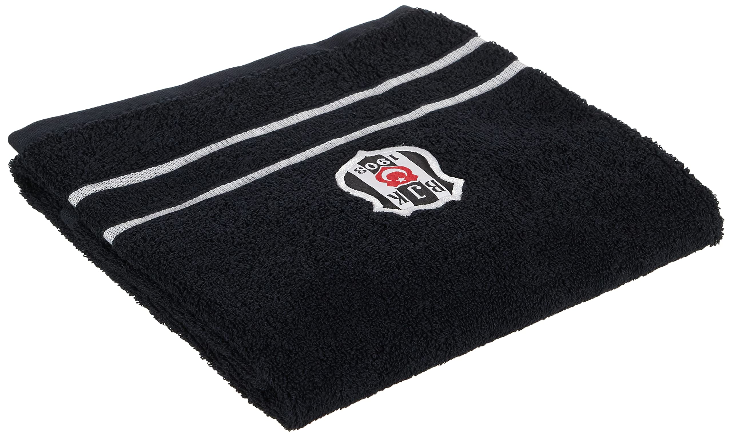 Taç Beşiktaş Arma Lisanslı Düz%100 Pamuk Yüz Havlusu, Siyah, 50x90 cm