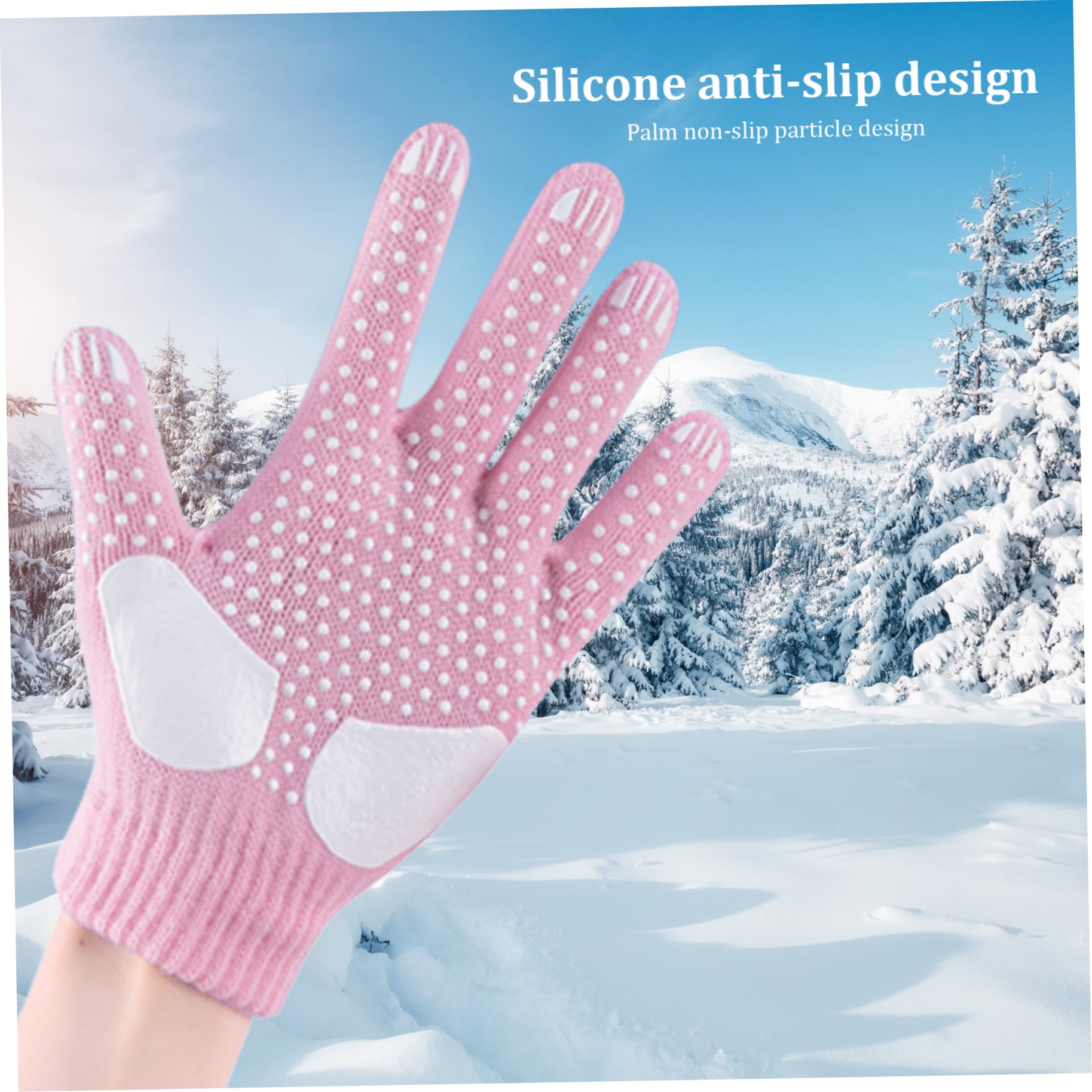 Gants de Patinage Artistique Antidérapants Épais Tricotés Flocons de Neige Strass Chauds pour Cyclisme Randonnée