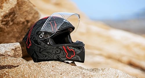 Miniatura 2 de KYPARA Casco modular de doble visera abatible de cara completa para motocicleta con certificación DOT de impresionismo