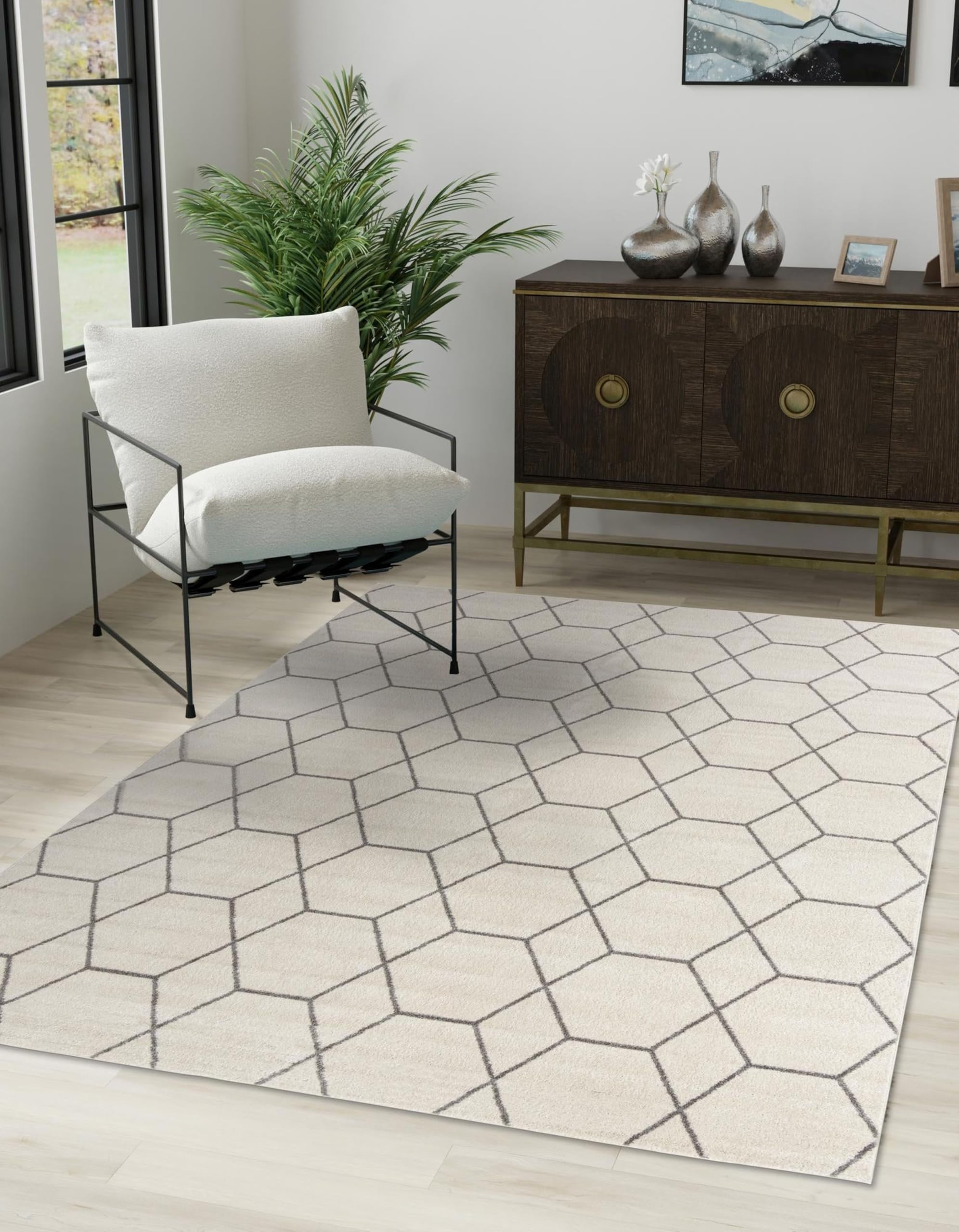 Photo 1 of Unique Loom Trellis Frieze Collection Area Rug - Geometric (5' 1" x 8')