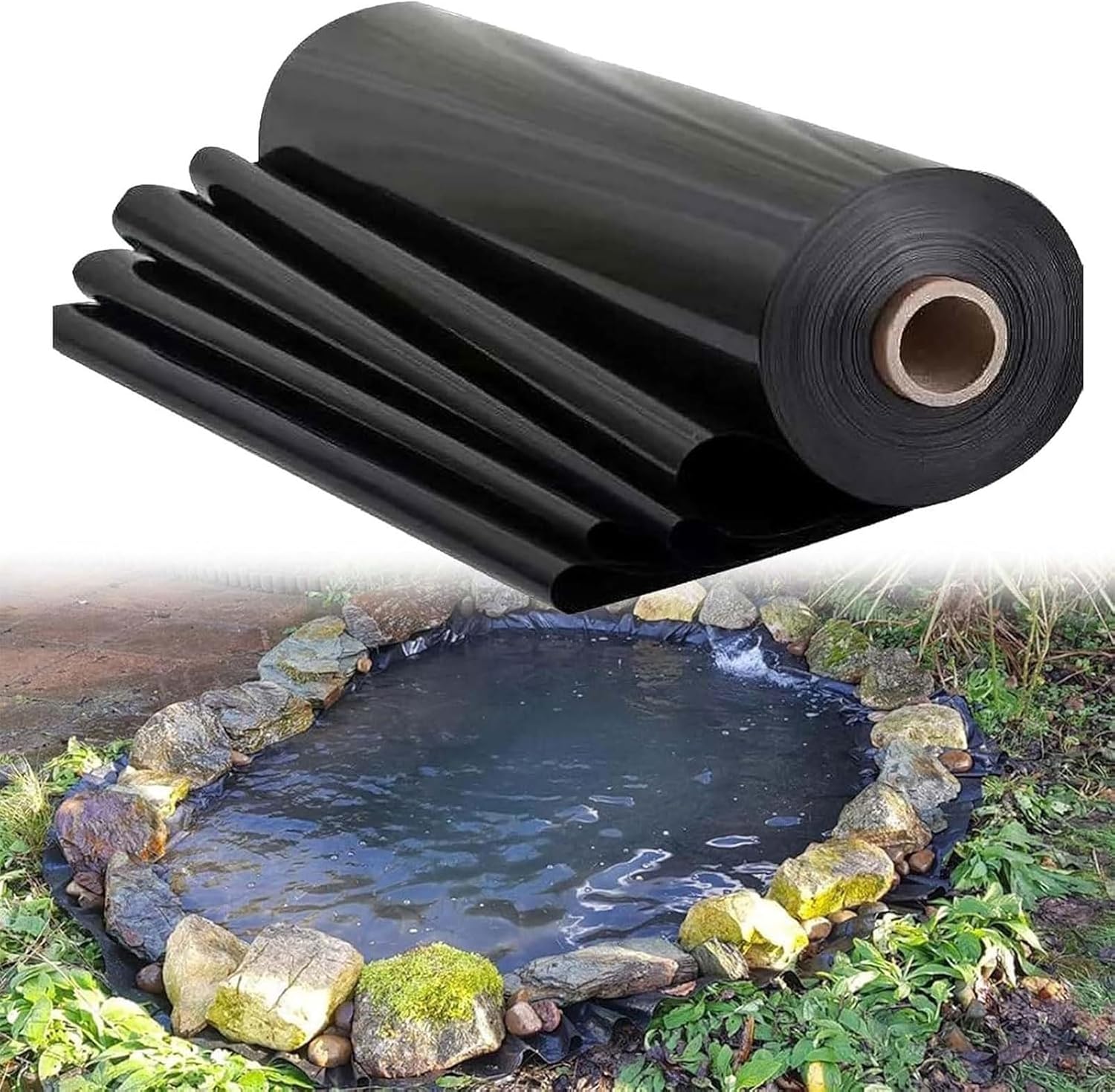 Pond Liner,0.5MM Large Fish Pond Liner Gardens Pools Membrane Reinforced Landscaping Waterproof Liner,for Ponds,Aquaculture and Water Gardens(1.2 * 2.1M)