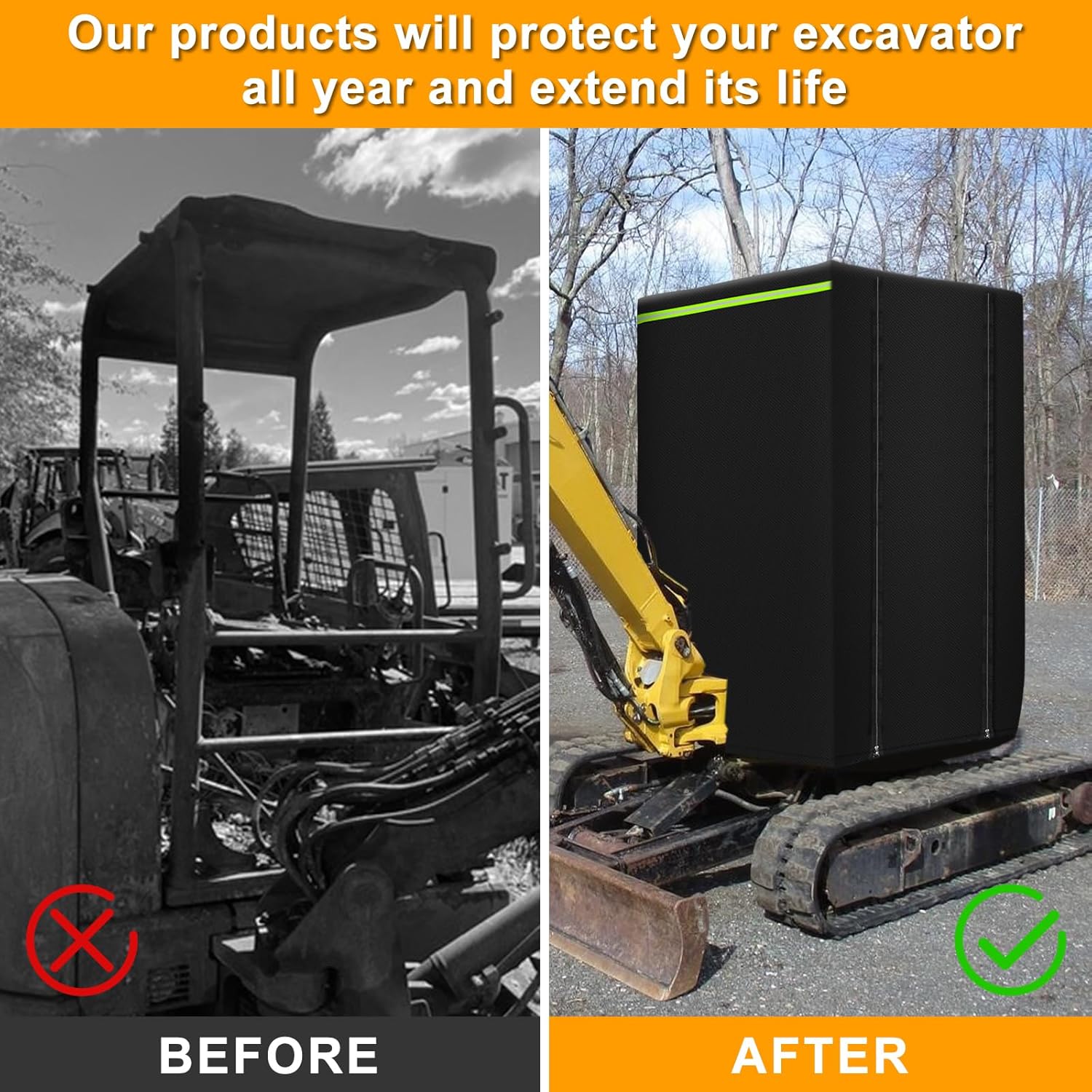 Mini Excavator Cab Cover Compatible with Kubota KX018-4, CAT Next Gen 301.8, CAT Next Gen 302, JCB 19C+19CE, 600D Oxford Waterproof Cover Sun Frost Protection