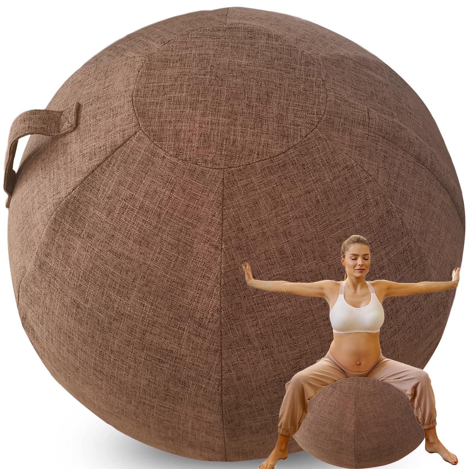 WTZHHK Cotton and Linen Yoga Ball Cover for Birthing Ball Pregnancy, Exercise Balls for Adults, and Swiss Ball - Stylish and Functional【No balls included】 (Color : Brown, Size : 65CM)