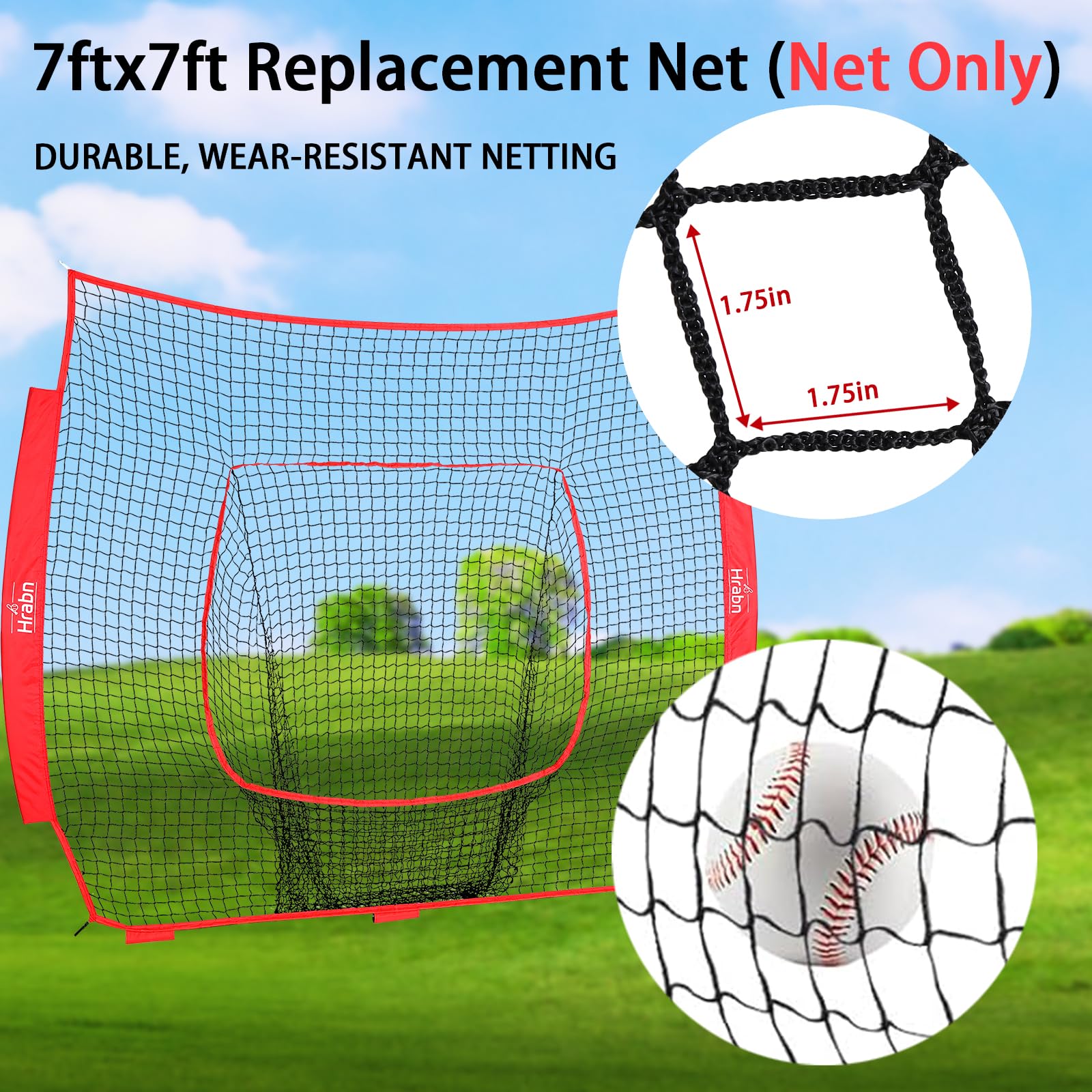 Filet De Remplacement Baseball/softball 7x7 Pieds – GoSports Nylon Rouge