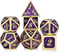 Vista 28 de Dados DND de metal mate rojo, DNDND 7 piezas de dados metálicos pesados D&D con hermoso estuche de regalo para juego de mesa Dungeons and Dragon