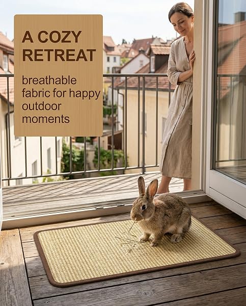 Tappetino per Conigli 1 Pezzo 20x40 cm, Cuscino in Cotone e Lino Naturale Traspirante, Lavabile, per Riposo e Nido, Ideale per Conigli Nani e Piccoli Animali - 2