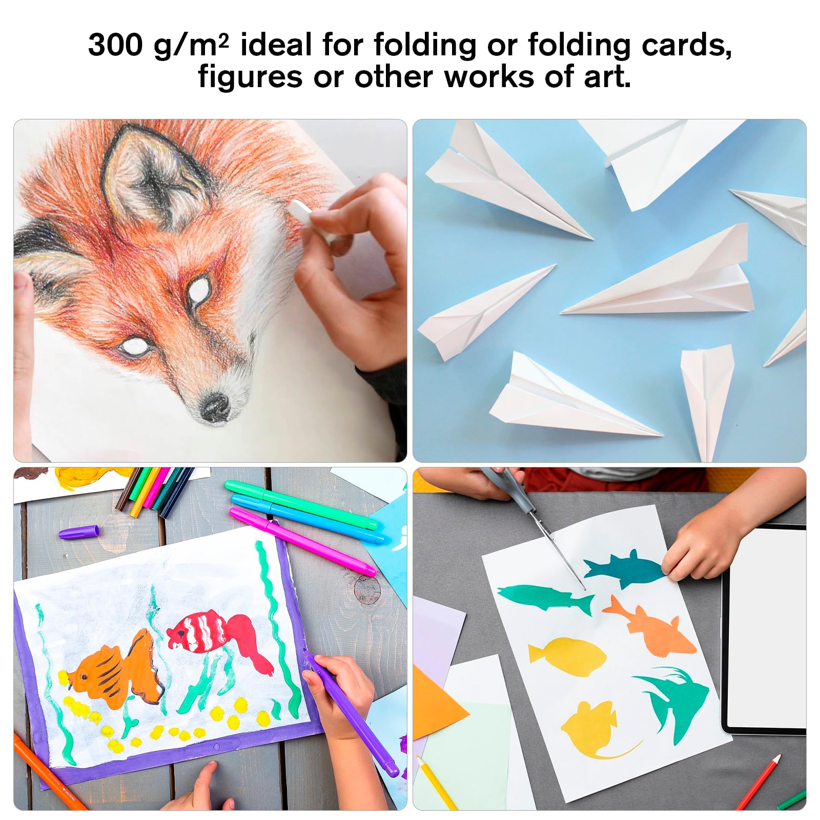ESYFOR Fotokarton, A4, 50 vellen, 250 g/m², A4, dik schaarsnijpapier, bedrukbaar, knutselkarton, 29,7 x 21 cm, voor schilderen, kaarten, uitnodigingen, scrapbook, knutselen