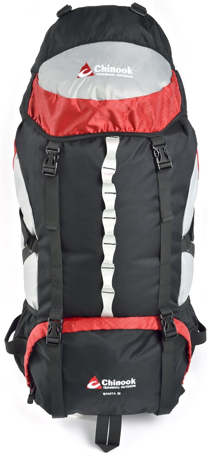 Chinook Shasta Internal Frame Expedition Pack, Red, 65
