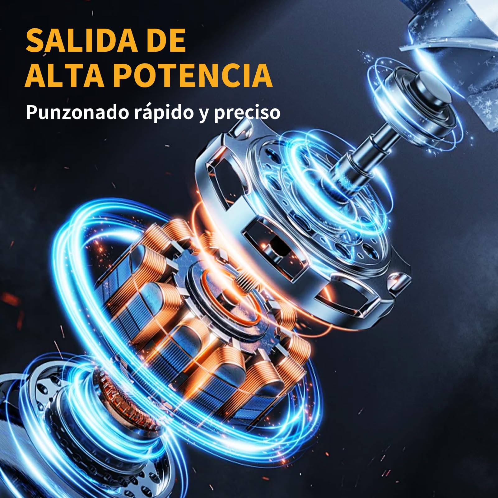 Punzonadora Hidráulica Eléctrica 2200W 18T, 7 Moldes, Perfora en 1 Segundo, para Acero, Hierro, Aluminio y Cobre, con Base Estable y Mango para Uso Versátil