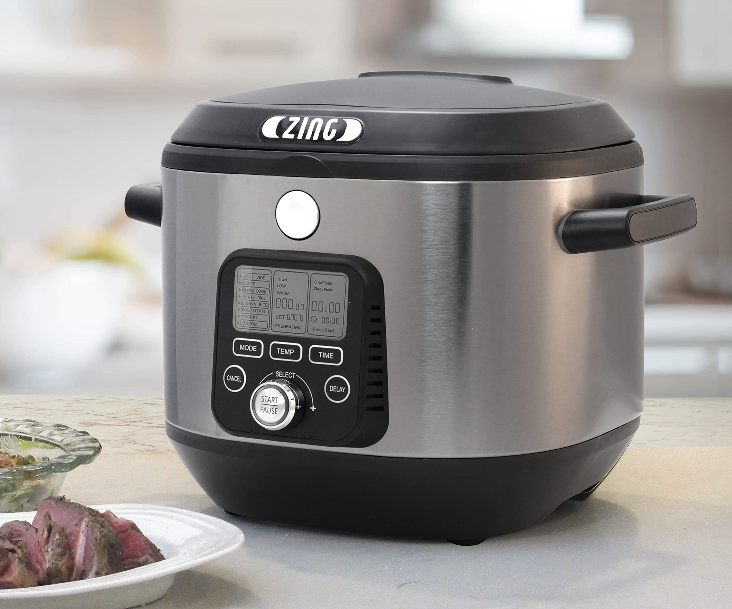Zing 6Quart 8in1 MultiCooker Machine w/ NonStick Pot Slow Cooker