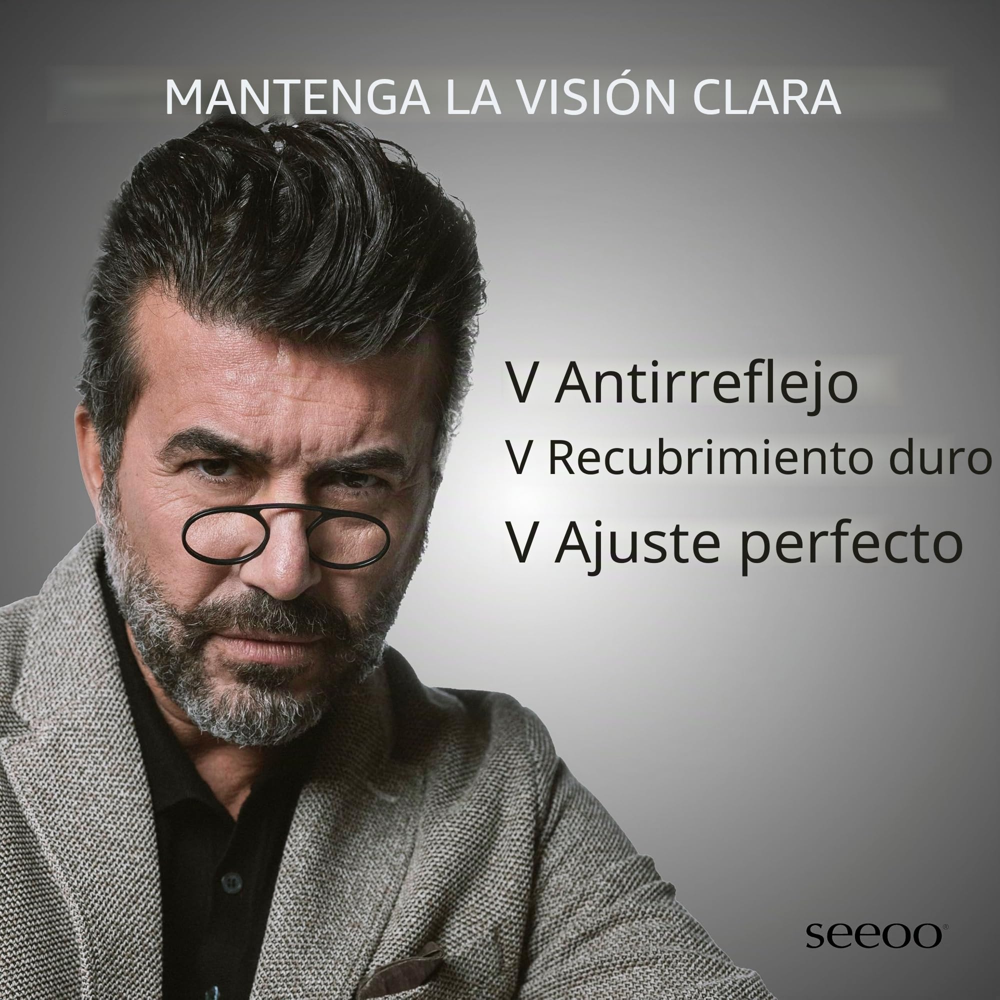 seeoo One – Gafas de lectura compactas sin aros de 1.50, 2.00, 2.50 – Ideal para viajes y viajes, incluye funda, ligera y portátil, perfecta para el día a día