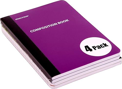 Mintra Office - Cuadernos de composición para escuela, hogar, negocios, oficina Paquete de 4