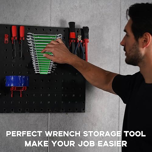 Miniatura 8 de Organizador de llaves de plástico, soporte de llaves de alta densidad, soportes grandes para llaves de pared y caja de herramientas, 96 ranuras para