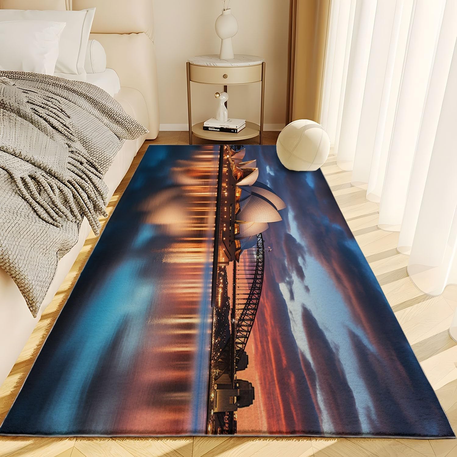 Sydney Opera House City Lake Colorful Rug 2x3 Rug Area Rugs for Bedroom Living Room, Patterned Large Rug & Washable Non Slip Indoor Floor Carpet & Home Decor