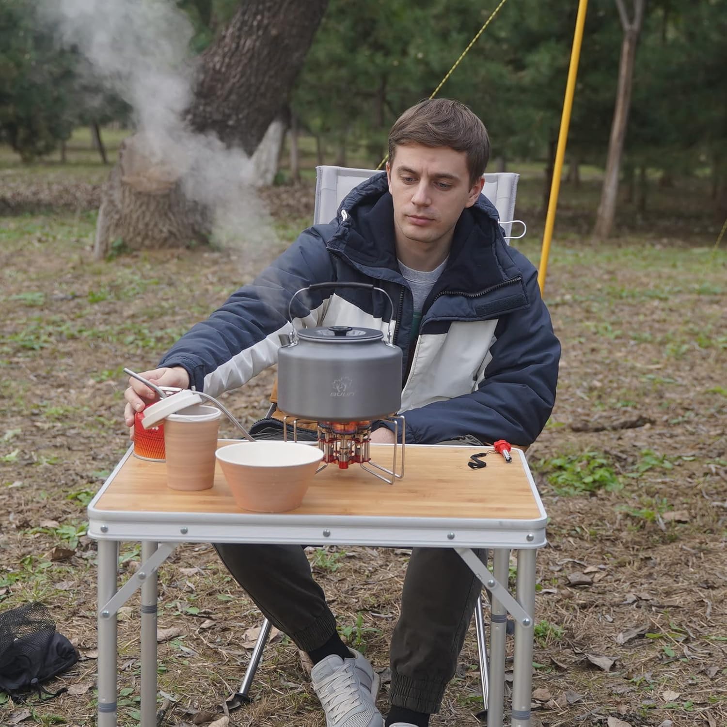 Bulin Backpacking Camping Stove, 5800W Portable Folding Lightweight Camp Gas Stove, Single Adjustable Pocket Emergency Survival Cooking Burner Kit for Outdoor, Hiking, with Carry Bag