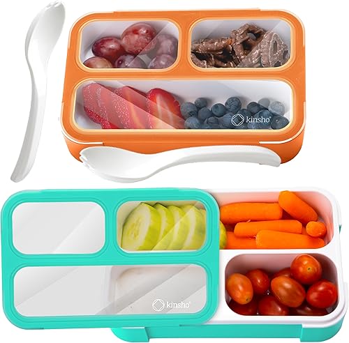 Bento - Juego de Lonchera para almuerzo o refrigerio, a prueba de fugas, con recipientes, para niños y adultos, libre de BPA, apto para microondas y