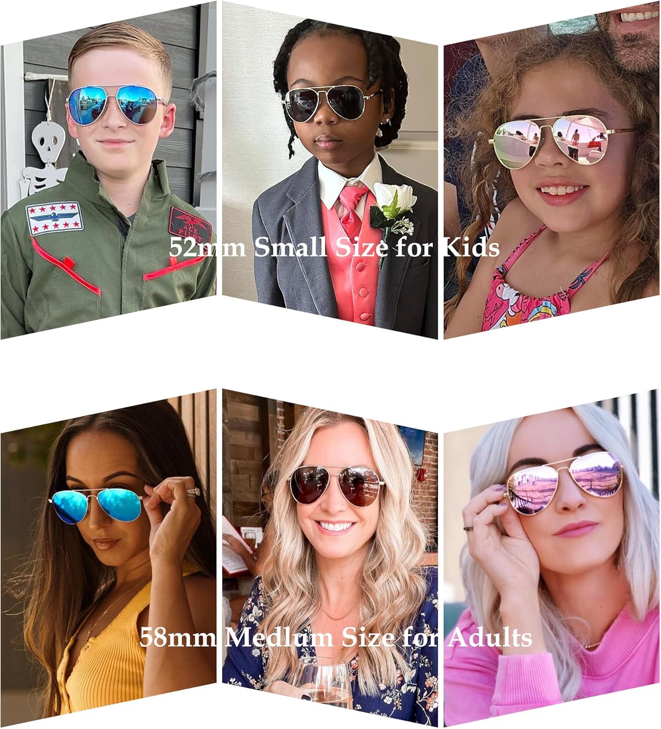 NULOOQ Extra Small Aviator Polarized Sunglasses for Small Face Women Men Juniors and Kids 52mm & 58mm - Image 2