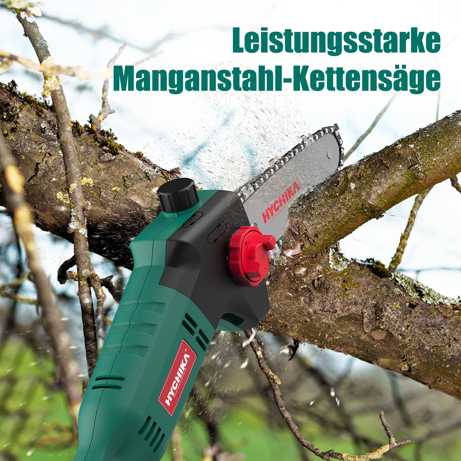 HYCHIKA Hochentaster Elektrisch, 750W Teleskop Kettensäge, Elektrische Hochentastungssäge, 162-220 CM Teleskopstange, 11 m/s Kettengeschwindigkeit, für Müheloses Schneiden und Beschneiden von Ästen