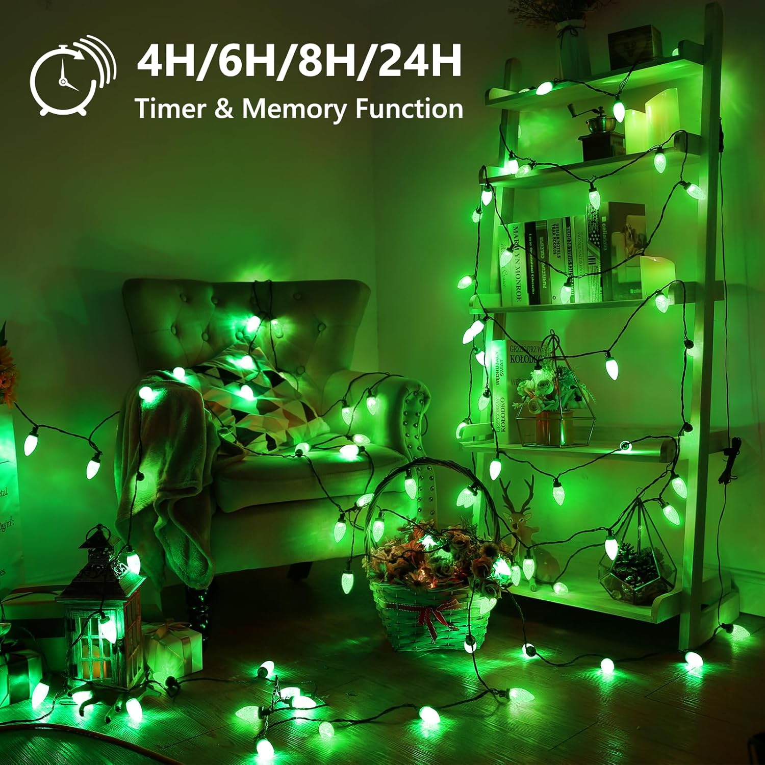 ODEETRONIC RGB C9 Christmas Lights, 66ft 100 LED Color Changing Christmas String Lights, Connectable Xmas Tree Light with Timer, Remote Outdoor C9 String Light for Home Party Wedding Xmas Decoration