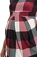 Vista 50 de LaClef - Blusa de maternidad para mujer, cuello redondo, manga 3/4, plisada al frente, estilo peplum Cuadros marrones