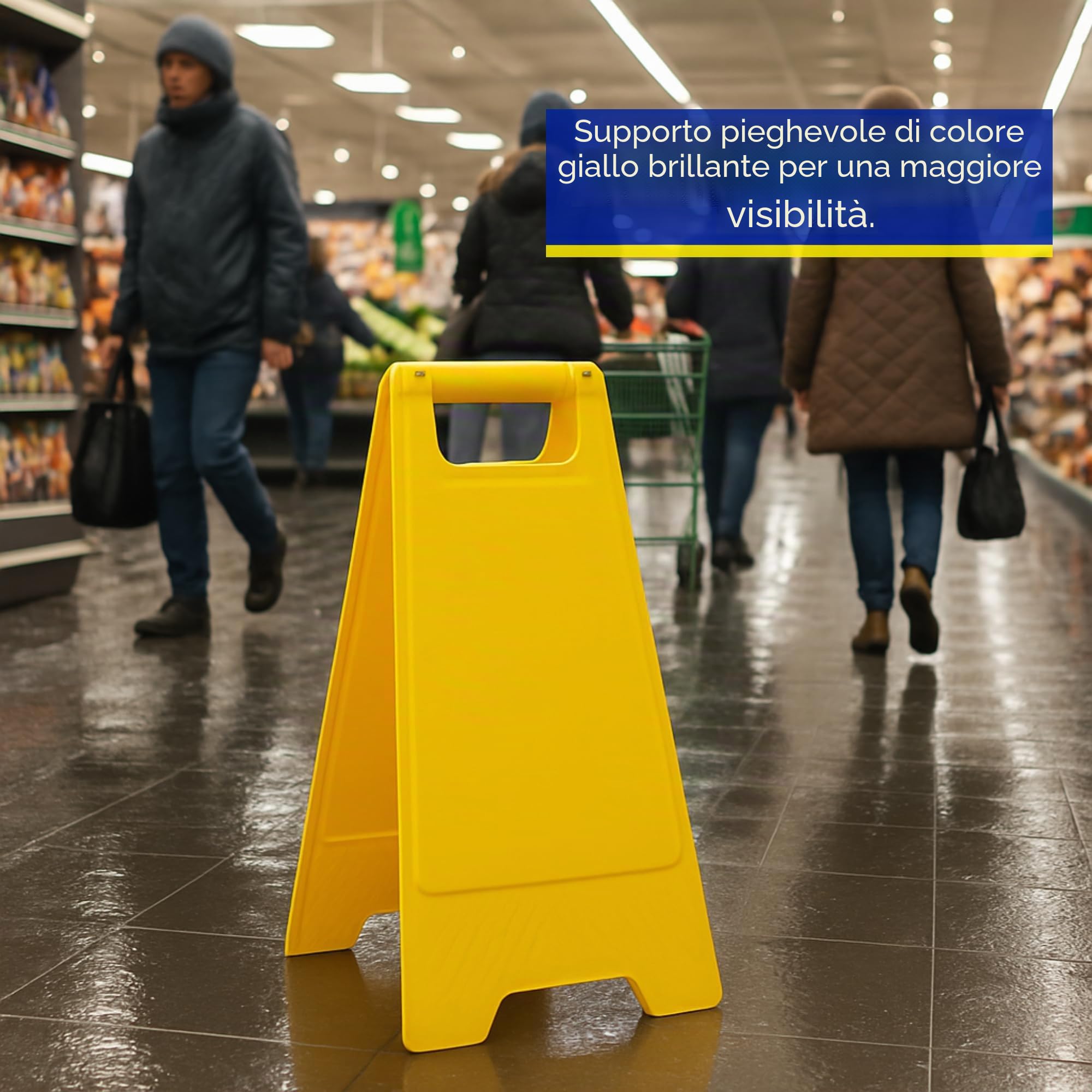 Cartello da pavimento senza testo | Segnale di sicurezza pieghevole giallo per interni ed esterni - leggero e resistente